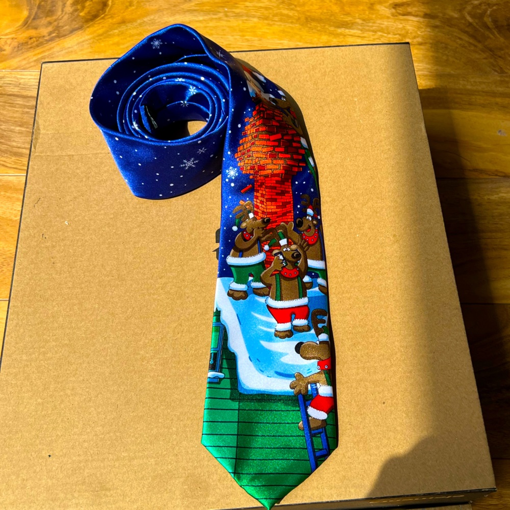 Handmade  Protocol Christmas Tie ,Reindeer Design Holiday New Year Party